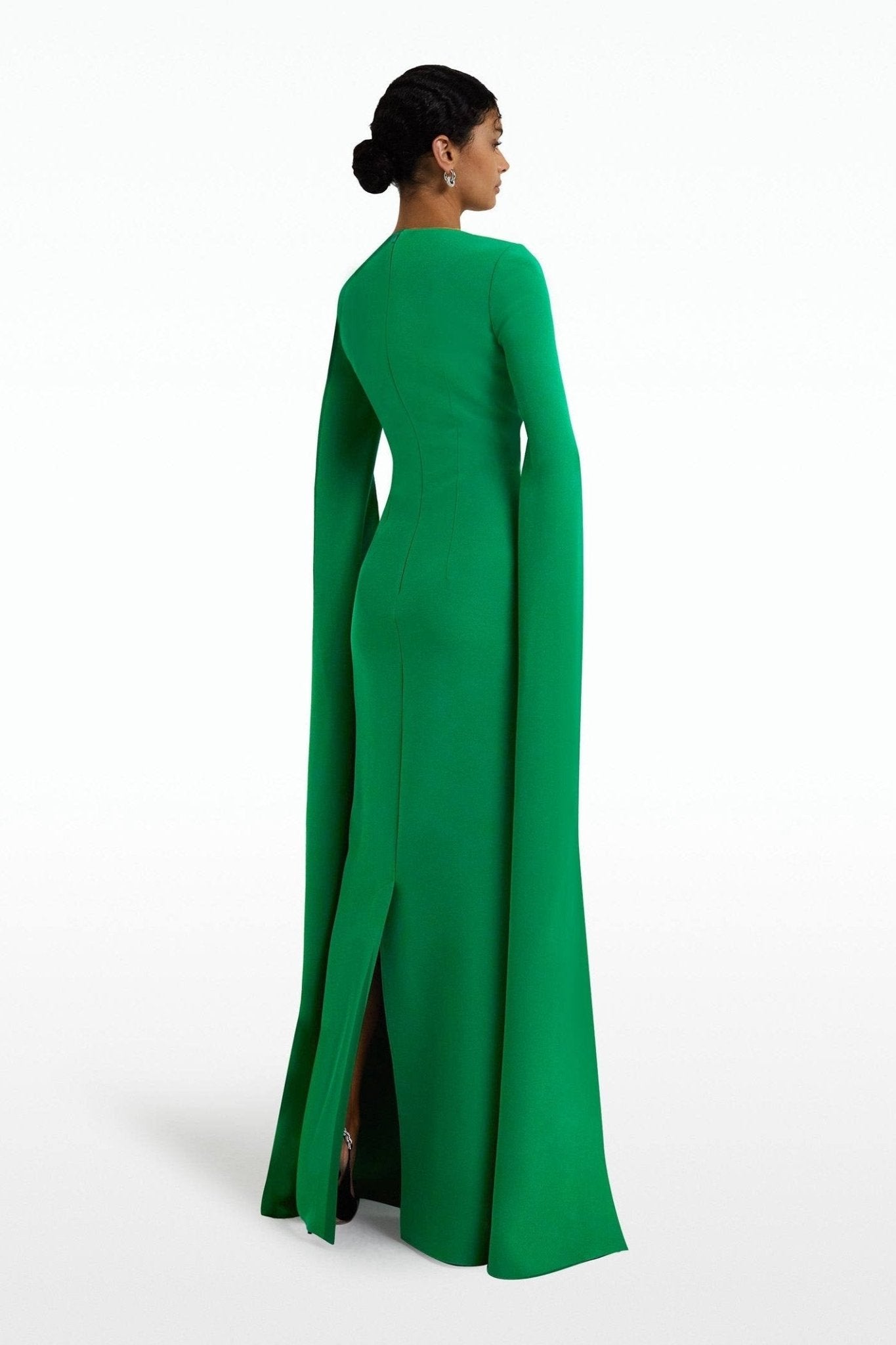 Vestito lungo con colletto a punta e maniche lunghe Madge