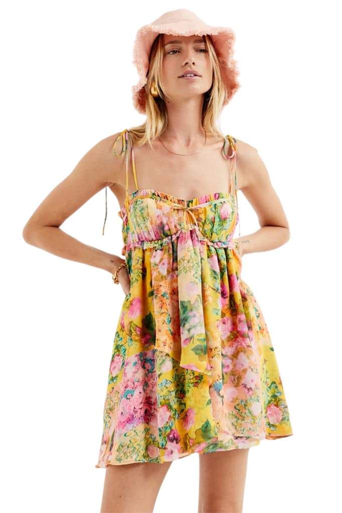 Vestito Mini in Chiffon con Stampa Floreale Mona