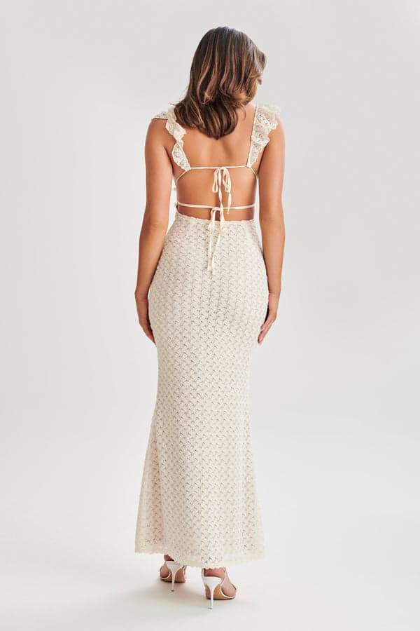 Vestito Maxi in Maglia con Rouches Muriel a Taglio Aperto