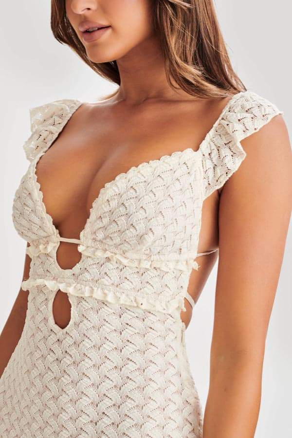 Vestito Maxi in Maglia con Rouches Muriel a Taglio Aperto