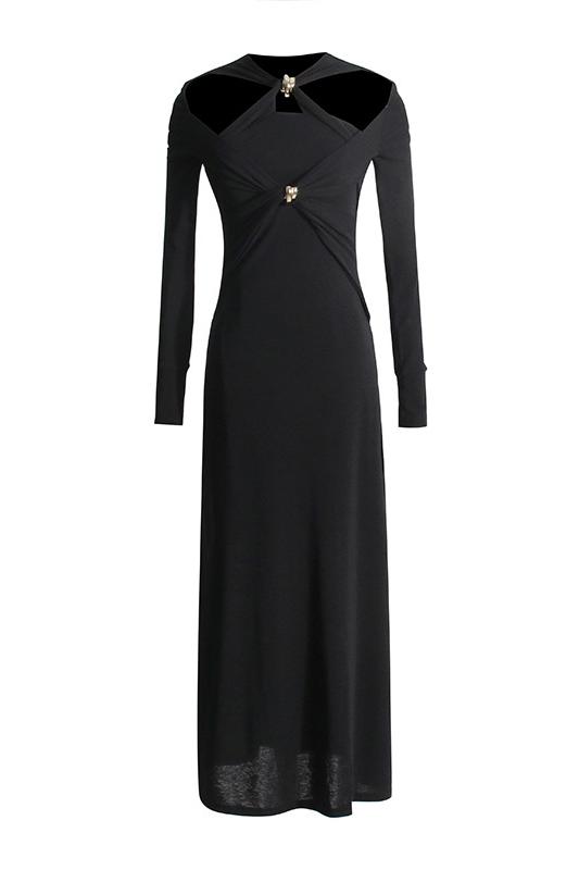 Vestito midi in maglia con scollo a taglio e bustier a forma di croce Nita