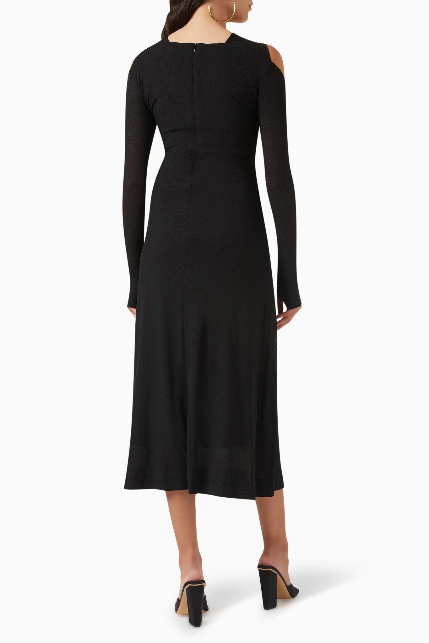 Vestito midi in maglia con scollo a taglio e bustier a forma di croce Nita