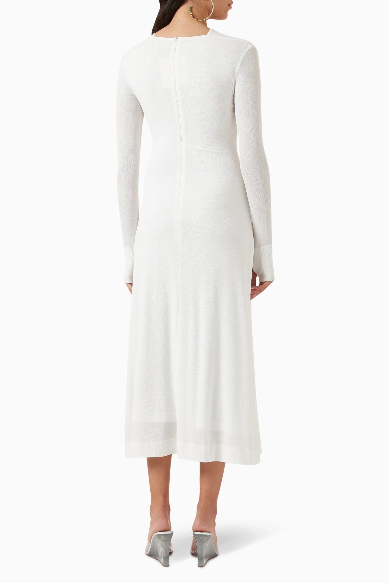 Vestito midi in maglia con scollo a taglio e bustier a forma di croce Nita