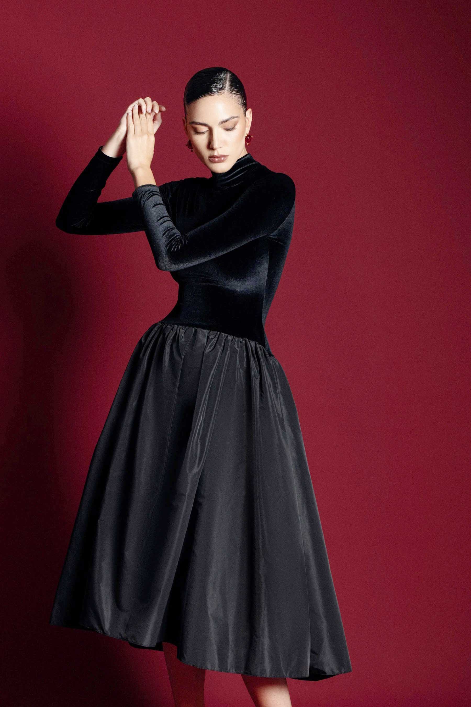 Vestito lungo con maniche lunghe Florienne