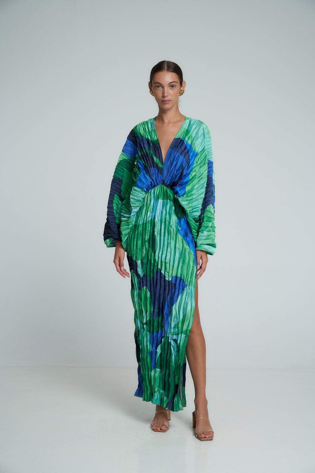 Vestito Maxi in Plissé Stampato Pamela