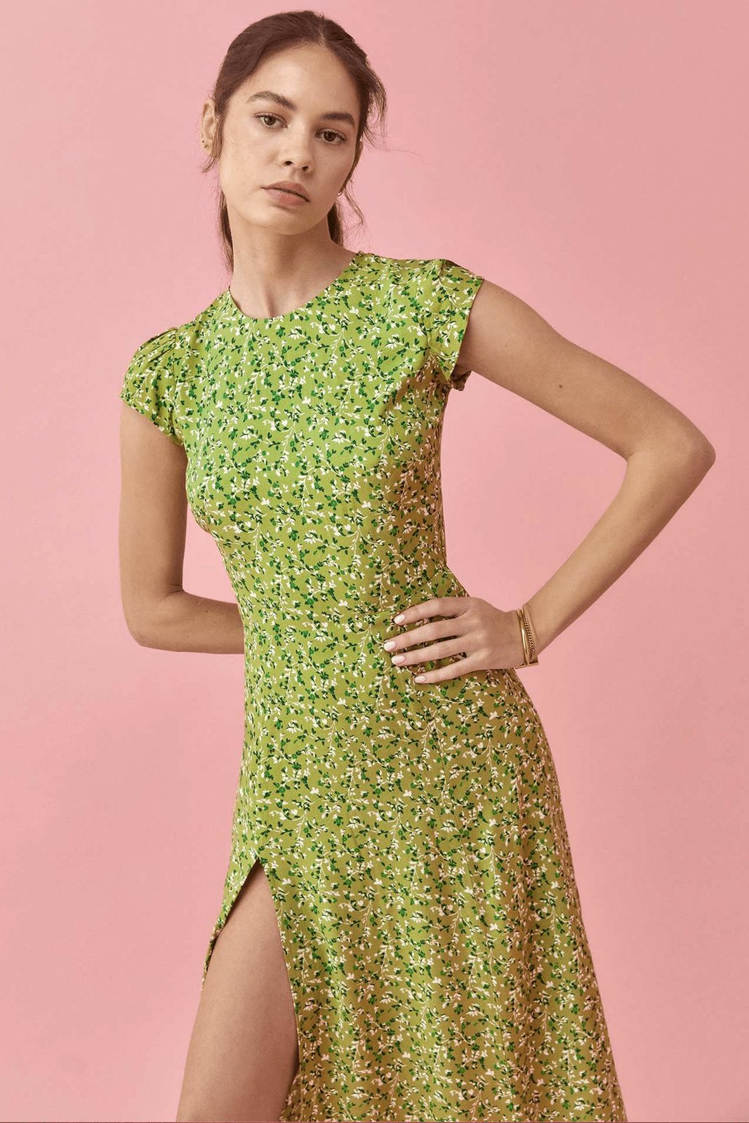 Rachel abito midi smanicato con scollo rotondo e spacchi