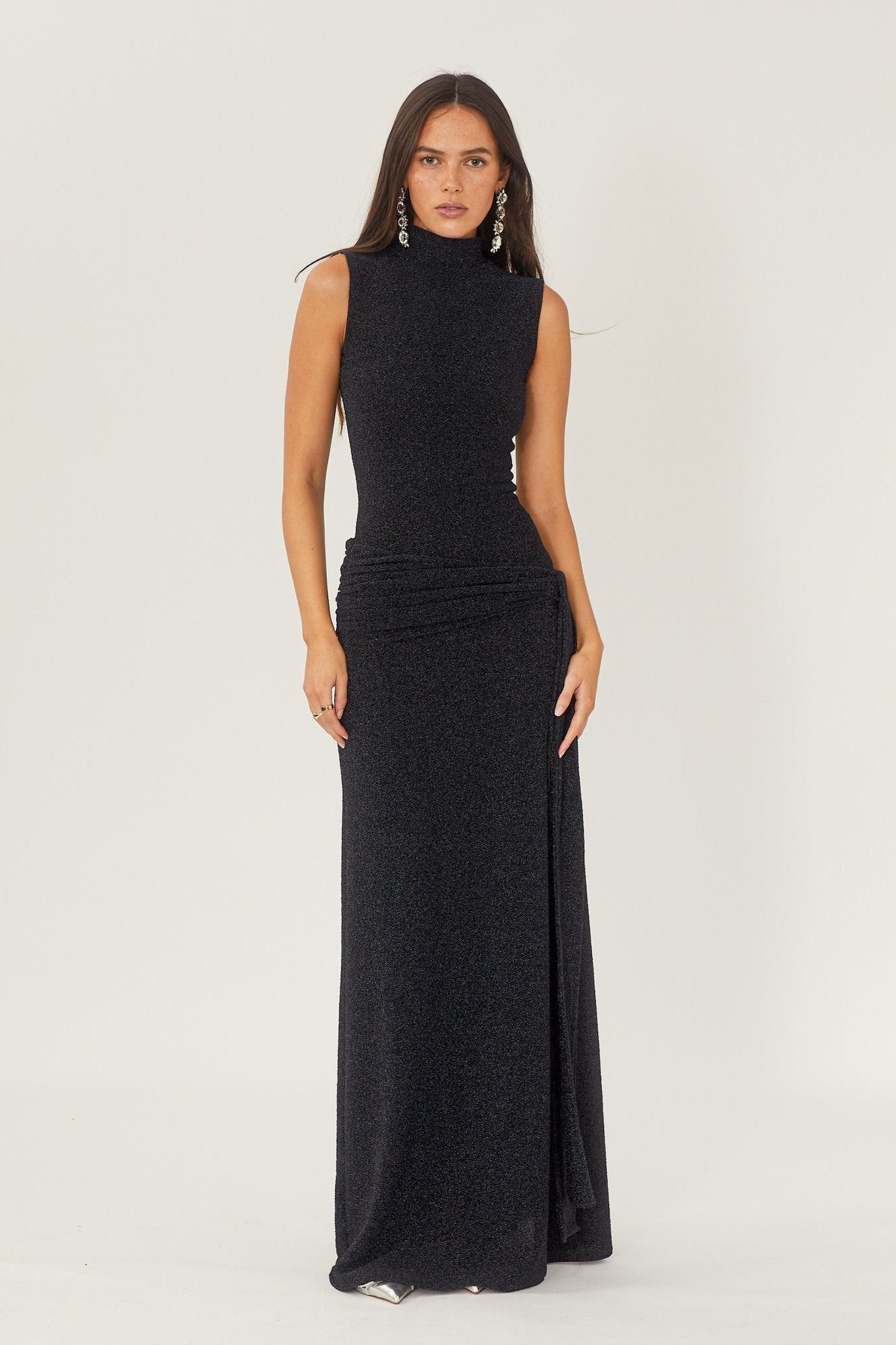 Vestito Maxi in Maglia con Bretelle Metallici Shonna