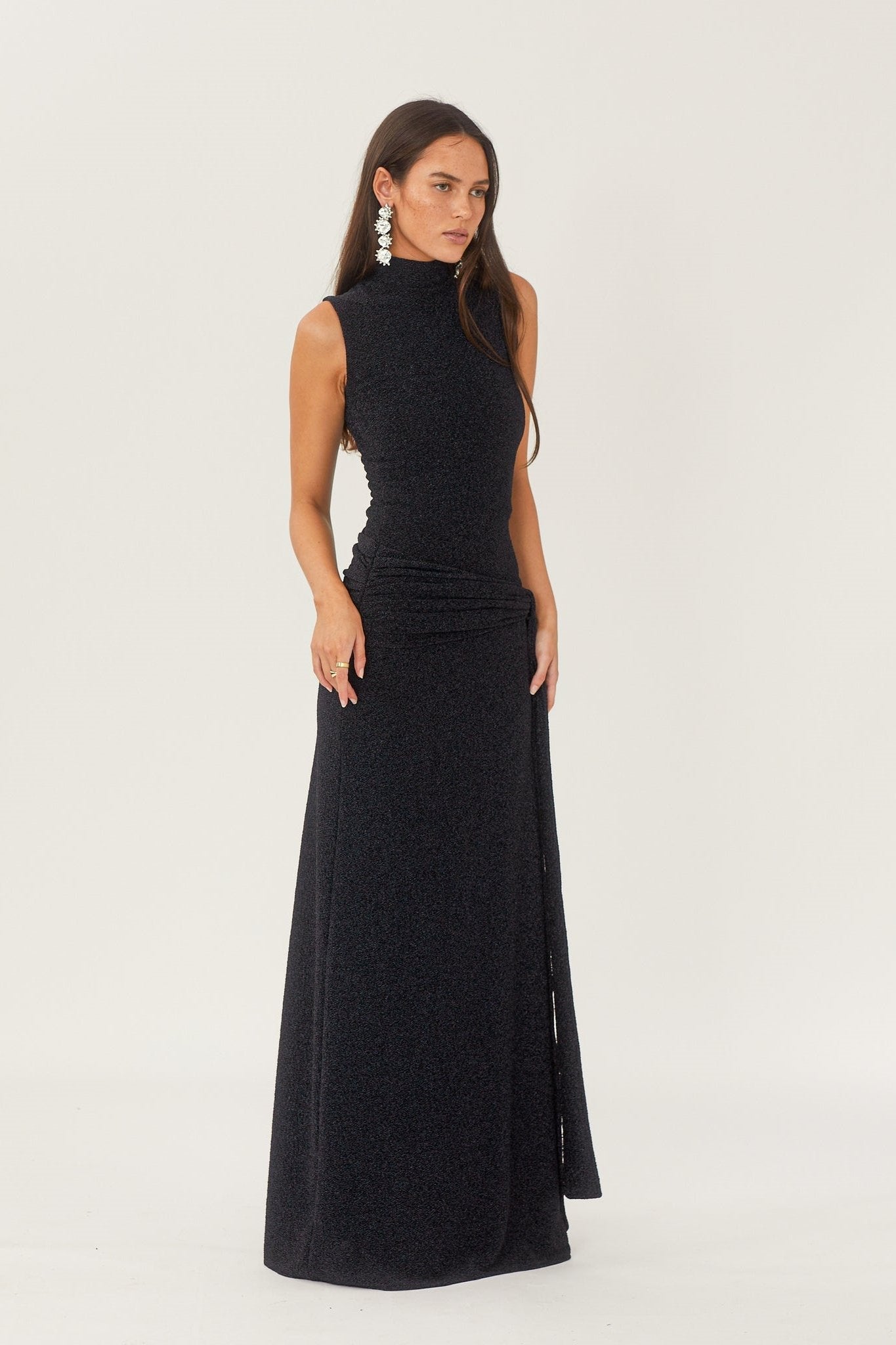 Vestito Maxi in Maglia con Bretelle Metallici Shonna